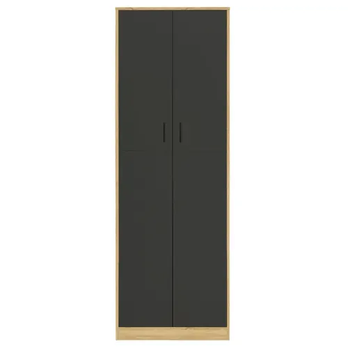 Armoire De Bureau 190 Cm Multifonction Maria Bois Et Noir 2 Portes 4 Étagères
