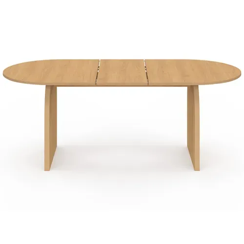 Table à Manger Extensible Japandi Ovale Edith 6-10 Personnes En Bois Façon Hêtre 160 - 200 Cm