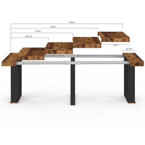 Table Console Extensible Eden 10 Personnes 235 Cm Bois Effet Vieilli Et Noir