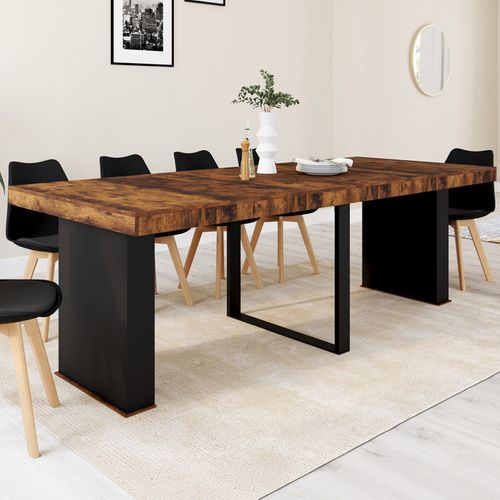 Table Console Extensible Eden 10 Personnes 235 Cm Bois Effet Vieilli Et Noir