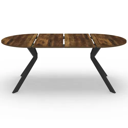 Table à Manger Extensible Ronde Alix 4-10 Personnes Pied Araignée Noir Et Plateau Bois Foncé Hawkins