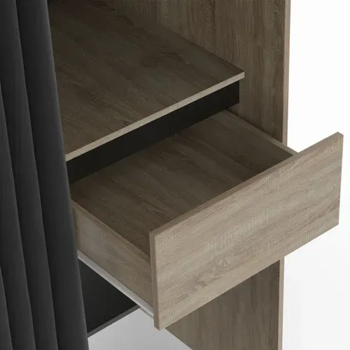 Dressing Extensible Double XXL Meryl 120/180 Cm Hêtre Avec Tiroirs + Étagères + Penderie + Rideau No