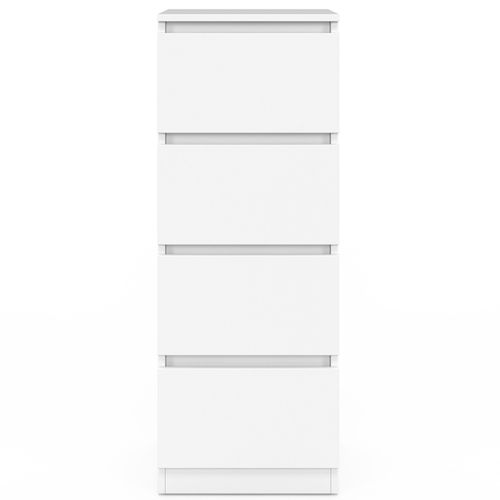 Meuble D'appoint 4 Tiroirs Tomi 30 Cm Chiffonnier Bois Blanc Pour Entrée Salle De Bain