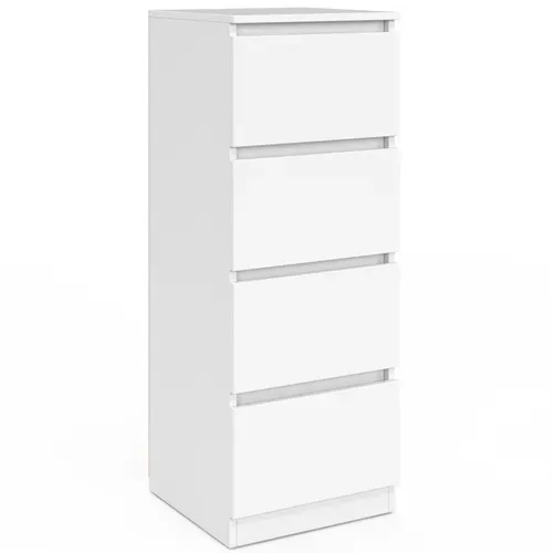 Meuble D'appoint 4 Tiroirs Tomi 30 Cm Chiffonnier Bois Blanc Pour Entrée Salle De Bain