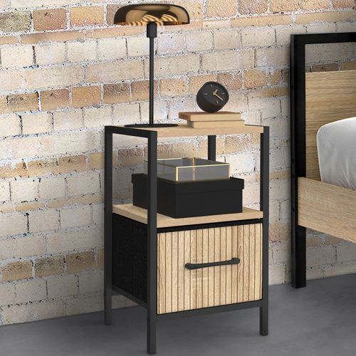 Lot De 2 Tables De Chevet Utah 1 Tiroir Et 1 Niche Effet Lattes