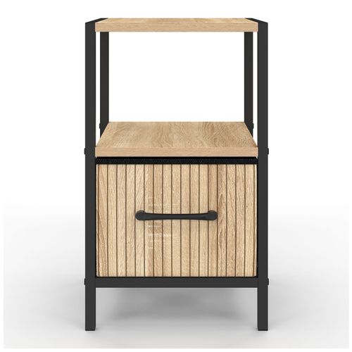 Lot De 2 Tables De Chevet Utah 1 Tiroir Et 1 Niche Effet Lattes