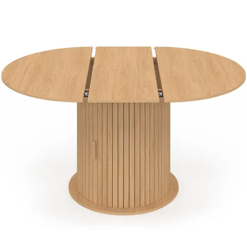 Table À Manger Extensible Ronde Juliette 4-8 Personnes Pied Lattes Avec Rangement 110-150 Cm