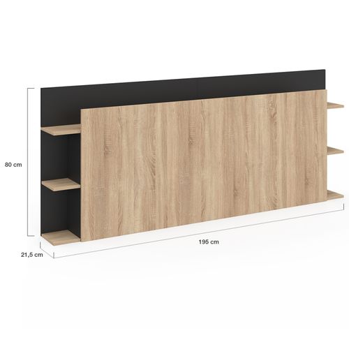 Tête De Lit Sur Pied Ciri Pour Lit 140 Et 160 Cm Avec Rangements Bois Et Noir