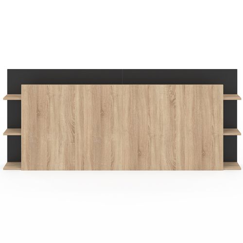 Tête De Lit Sur Pied Ciri Pour Lit 140 Et 160 Cm Avec Rangements Bois Et Noir