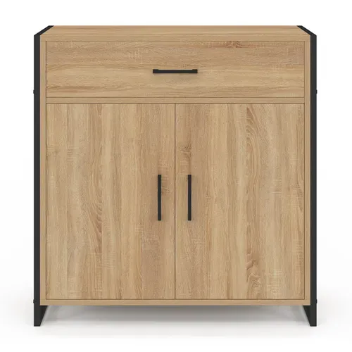 Armoire à Chaussures 12 Paires Luis 2 Portes Avec Tiroir Design Industriel