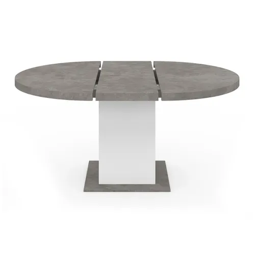 Table à Manger Extensible Ronde Eden 4-8 Personnes Béton Et Blanc 120-160 Cm
