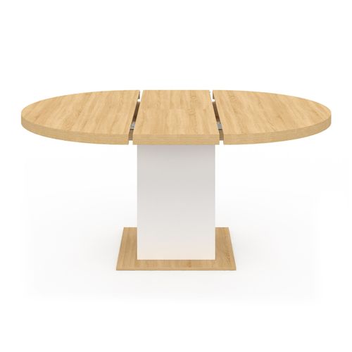 Table À Manger Extensible Ronde Eden 4-8 Personnes Bois Et Blanc 120-160 Cm