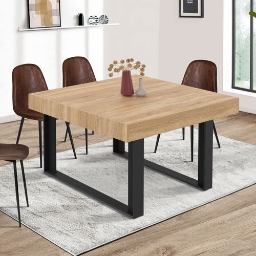 Table à Manger Carrée Phoenix 6 Personnes Bois Et Noir 120 Cm