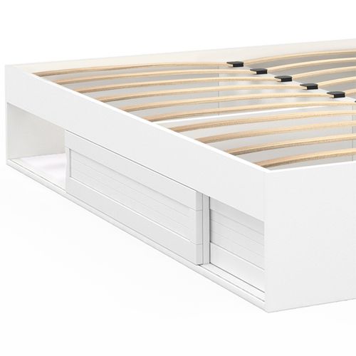 Cadre De Lit Double Salem Avec Rangements Et Sommier 180 X 200 Cm Blanc