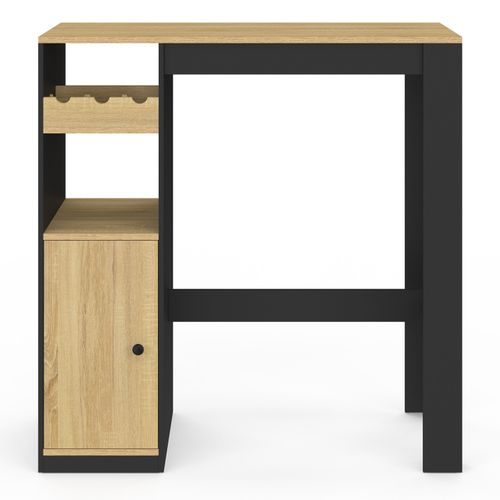 Table De Bar Ameri Avec Placard Et Range Bouteilles 2 Personnes Bois Et Noir