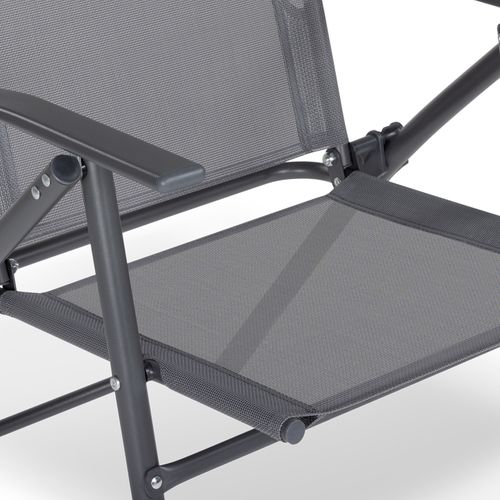 Lot De 4 Chaises De Jardin Pliantes Avec Accoudoirs Alghero Métal Et Textilène Gris Anthracite