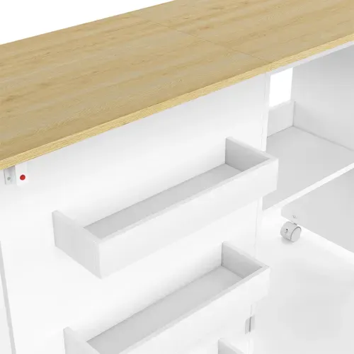 Table De Couture Pliante Meuble Couture à Abattant Avec Bacs De Rangement Etagere Ouverte Et Roulettes Effet Bois Grise 99102345