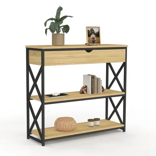 Console 1 Tiroir Wayne 2 étagères Design Industriel