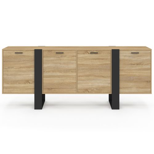 Buffet Enfilade 200 Cm Phoenix XXL 4 Portes Bois Et Noir