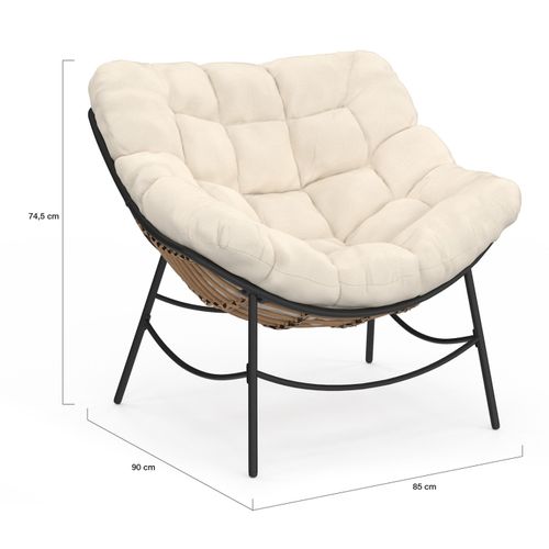 Fauteuil De Jardin Relax Loa Effet Rotin Avec Coussin écru