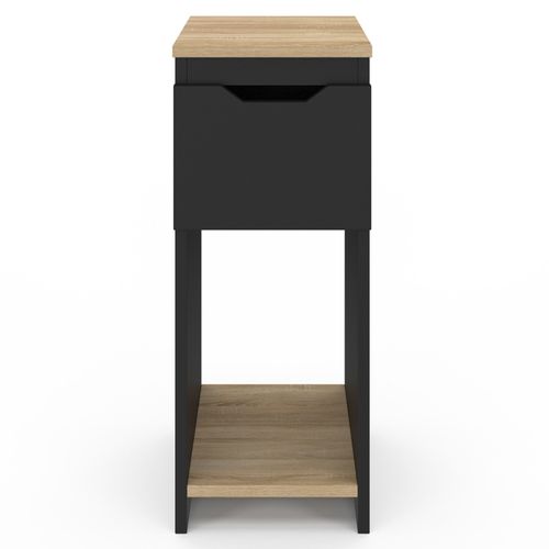 Lot De 2 Tables De Chevet étroites Anouk 1 Tiroir Avec Niche Noir Et Bois