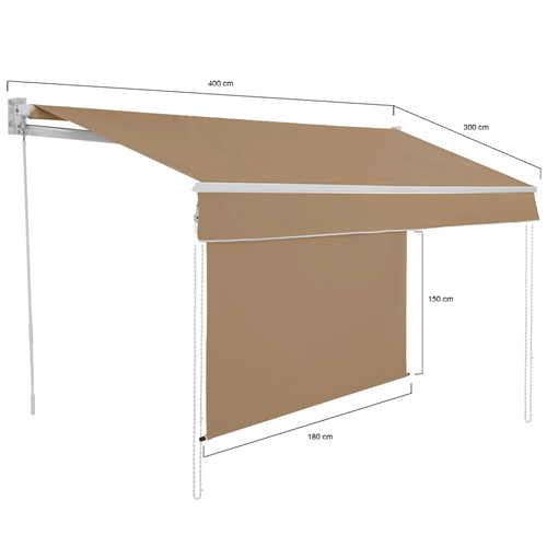 Store Banne Manuel 4x3 M Taupe Lambrequin H.1,40 M