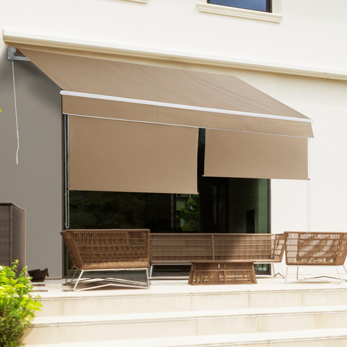 Store Banne Manuel 4x3 M Taupe Lambrequin H.1,40 M