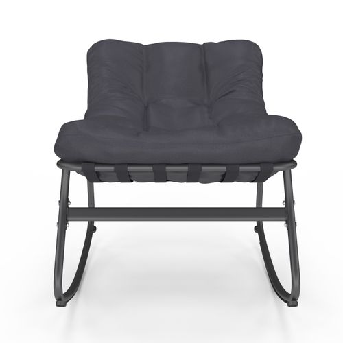 Lot De 2 Fauteuils De Jardin à Bascule Arona Gris Anthracite Coussin Gris