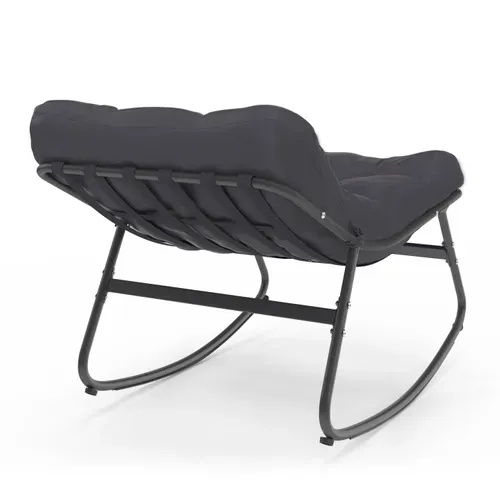 Lot De 2 Fauteuils De Jardin à Bascule Arona Gris Anthracite Coussin Gris