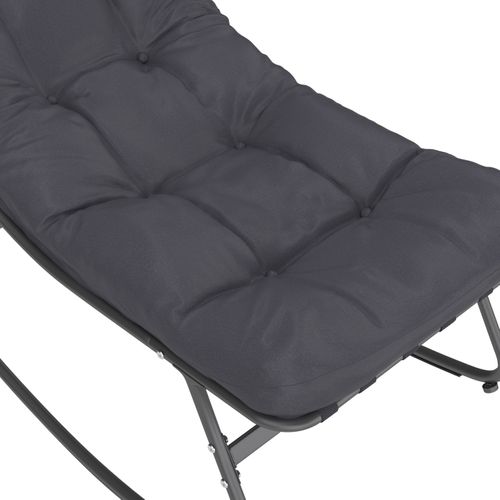 Lot De 2 Fauteuils De Jardin à Bascule Arona Gris Anthracite Coussin Gris