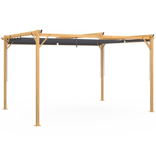 Pergola édition Exclusive Effet Bois Toit Rétractable 3x4 M Et 4 Stores Gris Anthracite