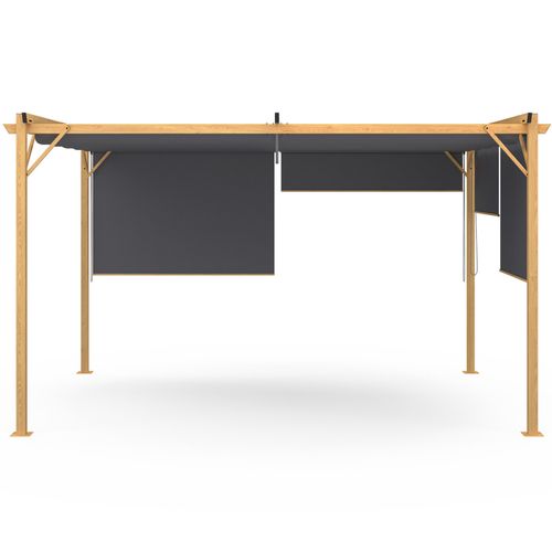 Pergola édition Exclusive Effet Bois Toit Rétractable 3x4 M Et 4 Stores Gris Anthracite