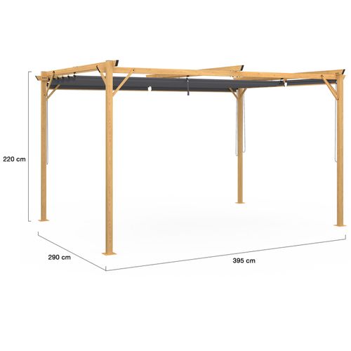 Pergola édition Exclusive Effet Bois Toit Rétractable 3x4 M Et 4 Stores Gris Anthracite