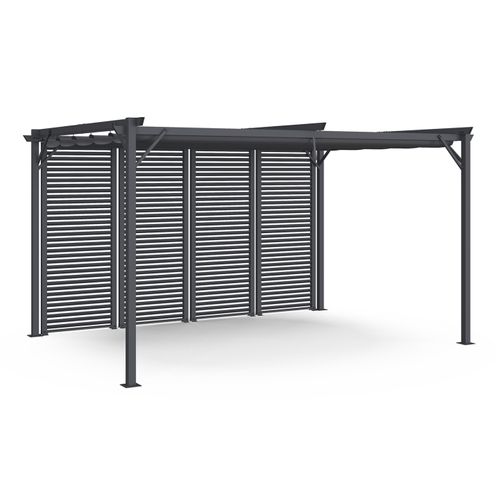 Pergola édition Collector Persienne Toit Rétractable 3x4m 4 Pans Modulables Gris Anthracite