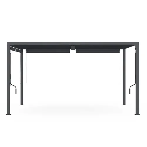 Pergola Bioclimatique Lames Orientables Acier 3x4 M Et 4 Stores Gris Anthracite