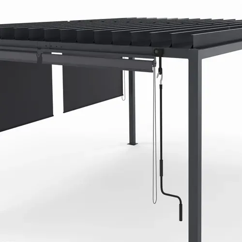 Pergola Bioclimatique Lames Orientables Acier 3x4 M Et 4 Stores Gris Anthracite