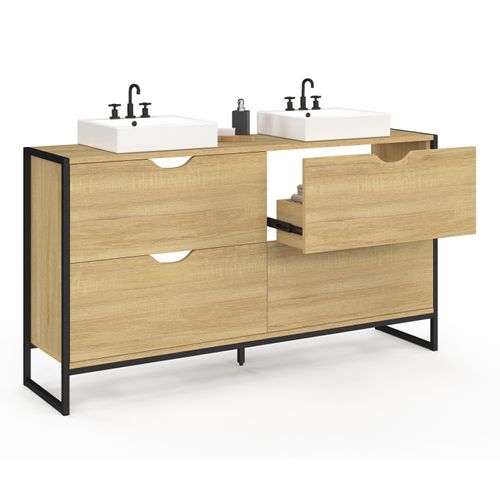 Meuble Double Vasque Salle De Bain Detroit 4 Tiroirs Design Industriel