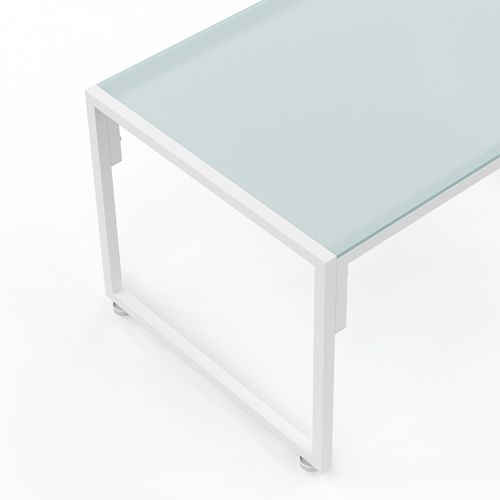 Salon De Jardin Bas Nairobi 4 Places En Acier Blanc Et Coussins Beiges