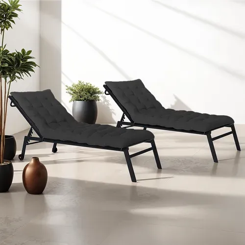 Lot De 2 Coussins Universel De Transat Adam 180 Cm Noir