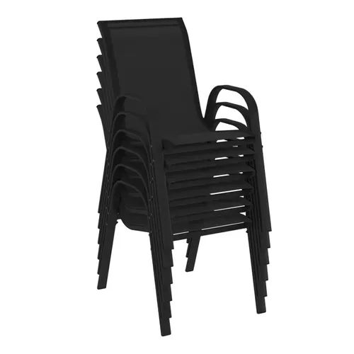Salon De Jardin Madrid Table Extensible 135-270 Cm Et 12 Chaises Empilables Noir