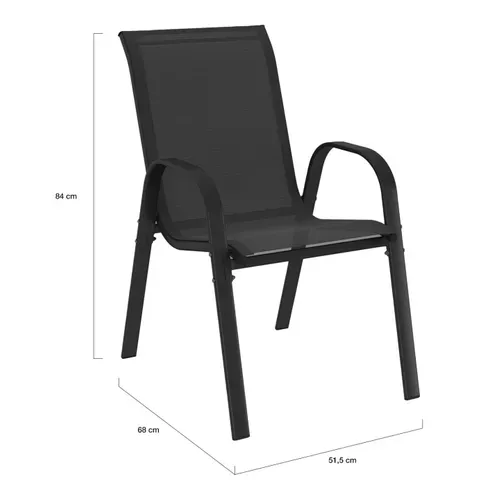 Salon De Jardin Madrid Table Extensible 135-270 Cm Et 12 Chaises Empilables Noir