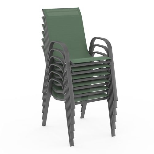 Salon De Jardin Madrid Table 190 Cm Et 8 Chaises Empilables Vert Olive