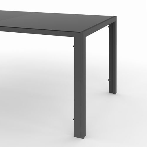 Salon De Jardin Madrid Table 150 Cm Et 6 Chaises Empilables Mix Color Gris, Noir Et Bleu