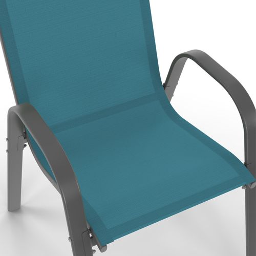 Salon De Jardin Madrid Table 150 Cm Et 6 Chaises Empilables Bleu Canard