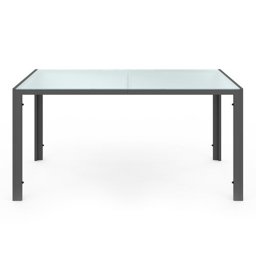 Salon De Jardin Madrid Table 150 Cm Et 6 Chaises Empilables Gris Anthracite Plateau Clair