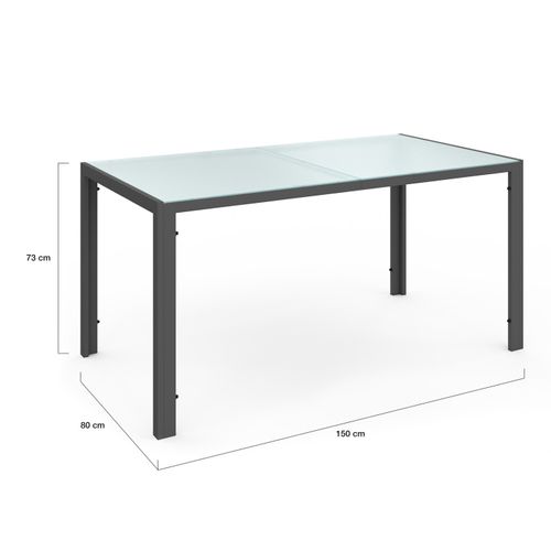 Salon De Jardin Madrid Table 150 Cm Et 6 Chaises Empilables Gris Anthracite Plateau Clair