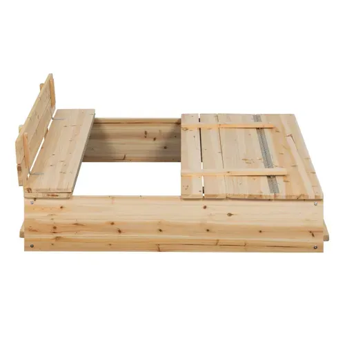 Bac à Sable Funny Bois Refermable Avec 2 Bancs Et Bâches De Protection