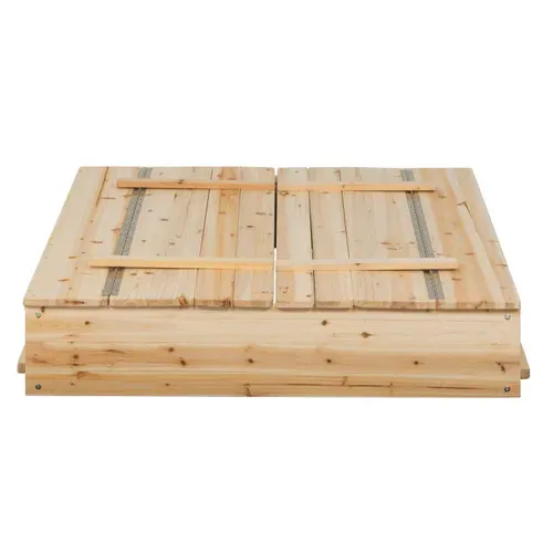 Bac à Sable Funny Bois Refermable Avec 2 Bancs Et Bâches De Protection