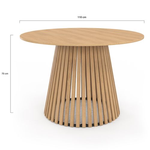Table à Manger Ronde Carmen 6 Personnes Pied Bois En Lattes Et Plateau Bois 110 Cm