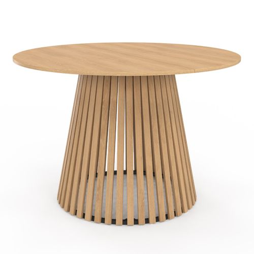 Table à Manger Ronde Carmen 6 Personnes Pied Bois En Lattes Et Plateau Bois 110 Cm